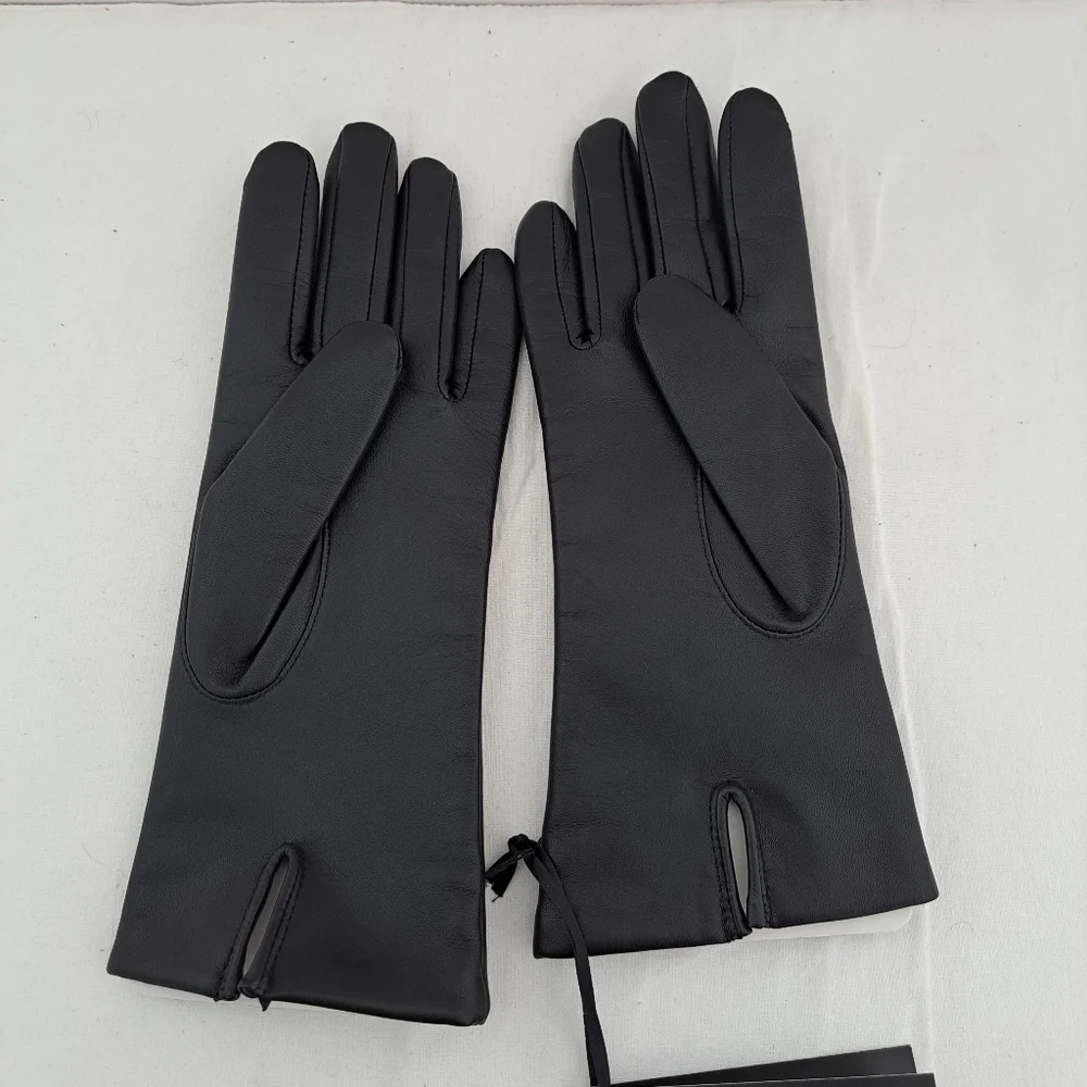 Southcombe cashmere liner leather glove black medium NWT